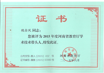 魏金凤河南省教育厅学术技术带头人