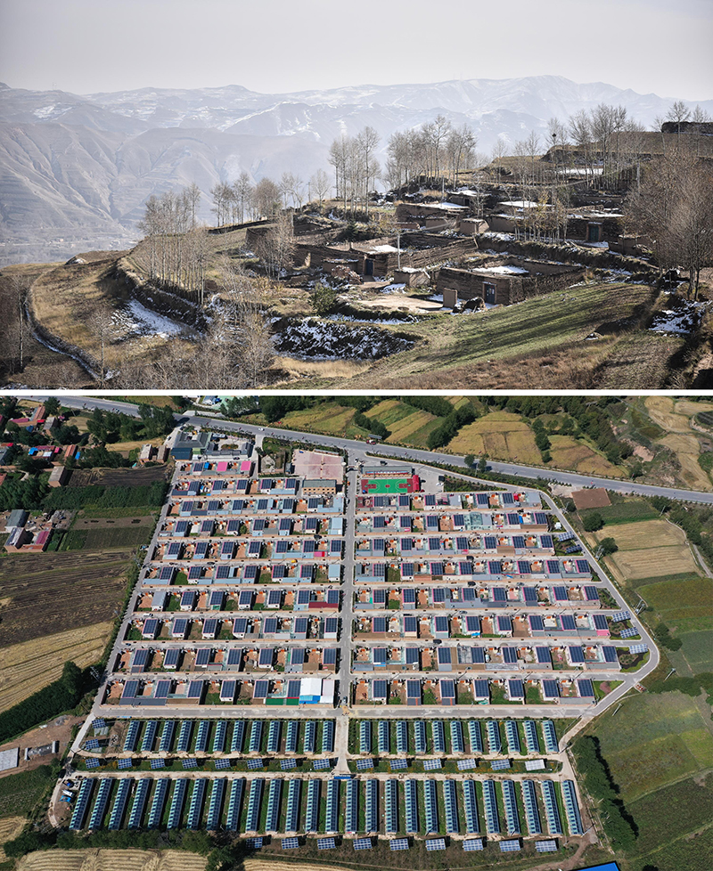 Above: The village appearance of Banyan Village, Houxu County, who was poverty alleviation in November 2016. Figure below: The appearance of Banyanxin Village, Houxu County, shot in September 2019.