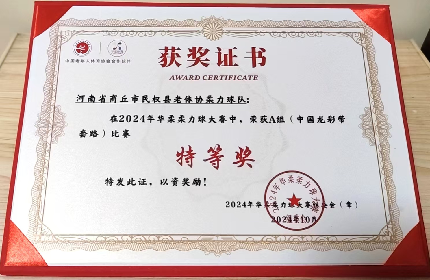 民权县柔力球队A组“中国龙彩带套路”比赛特等奖图片