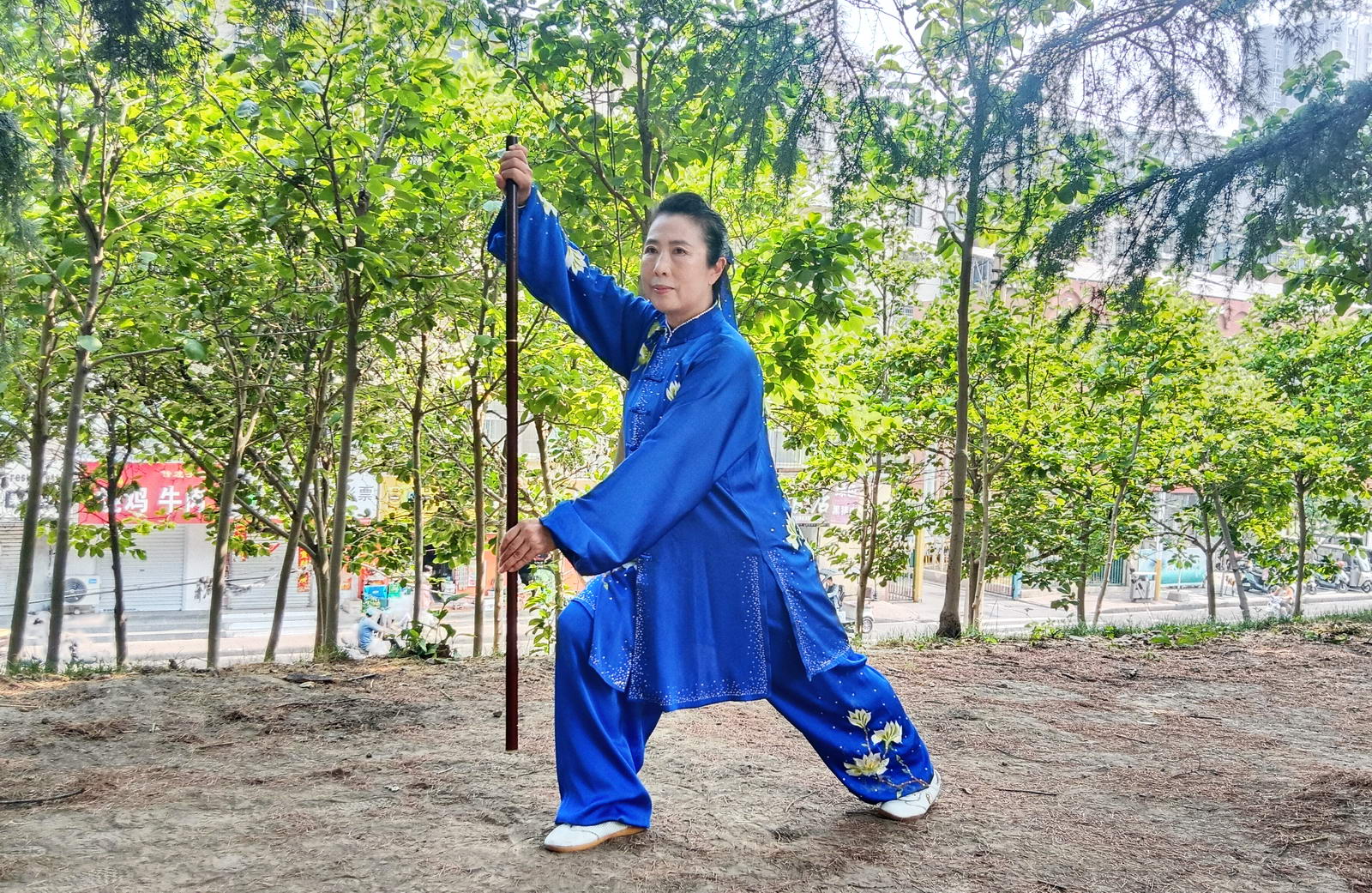 闫丽萍，62岁，国家级社会体育指导员，现为卫东区健身气功委员会主任。 闫丽萍多次代表平顶山队参加河南省健身气功站点联赛总决赛，分别荣获集体八段锦和马王堆导引术一等奖，获团体第三名的好成绩。 摄影：赵长兴